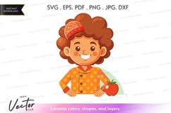 Happy boy with apple vector clipart Product Image 1