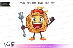 Happy spaghetti character with fork Product Image 1