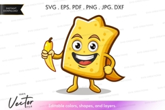 Cheese character holding banana Product Image 1