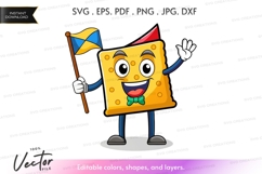 Cheese character holding a flag Product Image 1