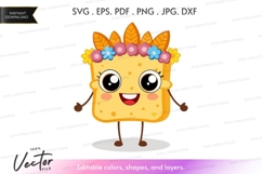 Cheerful toast character with flower crown Product Image 1