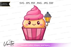 Cute cupcake with pink frosting Product Image 1