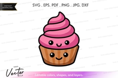 Kawaii cupcake with pink frosting Product Image 1