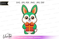 Cute bunny rabbit holding a gift box Product Image 1
