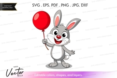 Happy rabbit with balloon Product Image 1