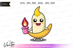 Banana holding a candle - vector clipart Product Image 1