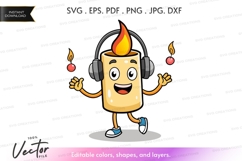 Dancing candle with headphones - vector clipart Product Image 1