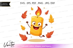 Happy candle dancing with fall leaves Product Image 1