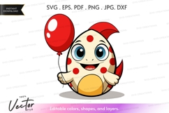 Joyful cartoon character with balloon Product Image 1