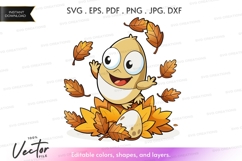 Happy fall owl in leaves vector clipart Product Image 1