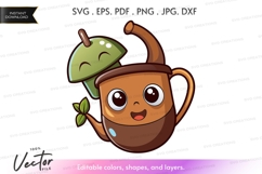 Coffee cup with leaf hat vector clipart Product Image 1