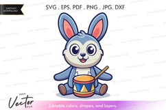Cartoon rabbit playing drum Product Image 1