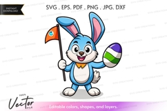Happy easter bunny with flag and egg Product Image 1