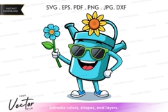 Happy watering can with flowers Product Image 1
