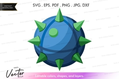 Spiky blue sphere vector clipart Product Image 1