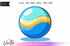 Blue and yellow wave ball vector clipart Product Image 1