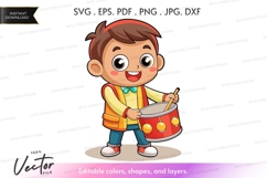 Happy boy playing drum Product Image 1