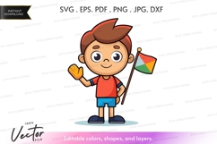 Cheerful boy with flag - vector clipart Product Image 1