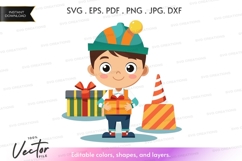 Cheerful boy with gifts vector clipart Product Image 1