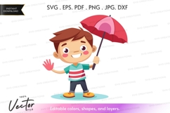 Happy boy with umbrella Product Image 1