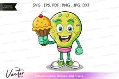 Happy light bulb with cupcake Product Image 1