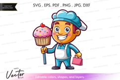 Chef holding a cupcake Product Image 1