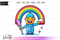 Happy painter under rainbow Product Image 1