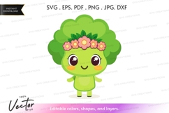 Cute broccoli character with flower crown Product Image 1