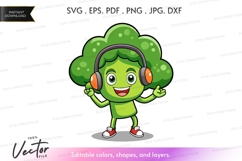 Dancing broccoli with headphones Product Image 1