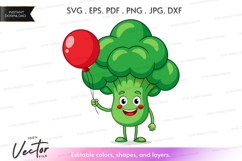 Happy broccoli with balloon Product Image 1