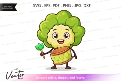 Cabbage character playing drum Product Image 1