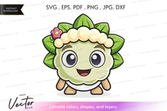 Cute sheep with green leaves and flower Product Image 1