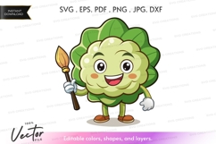 Cauliflower character with paintbrush Product Image 1