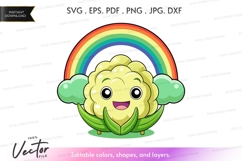 Happy cloud with rainbow silhouette clipart Product Image 1