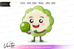 Cauliflower character holding broccoli Product Image 1