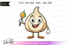 Happy garlic mascot with paintbrush Product Image 1
