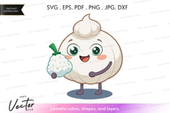 Cute onion character holding cauliflower Product Image 1