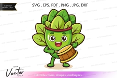 Vector silhouette clipart of a drumming cabbage Product Image 1