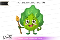 Cabbage character with paintbrush Product Image 1