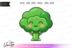 Happy broccoli vector silhouette clipart Product Image 1