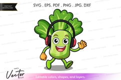 Dancing broccoli with headphones Product Image 1