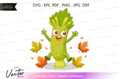 Happy celery character in autumn Product Image 1