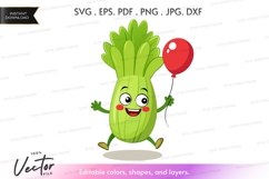 Joyful celery holding a balloon Product Image 1