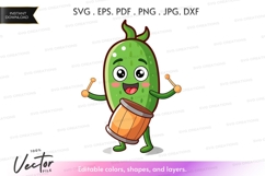 Cactus drumming vector silhouette clipart Product Image 1