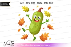 Happy pickle dancing in fall leaves Product Image 1