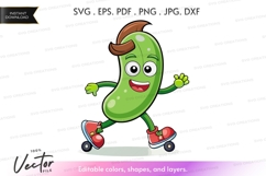 Skateboarding green bean character Product Image 1