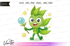 Green leafy character blowing bubbles Product Image 1