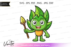 Green leafy character holding a leafy wand Product Image 1