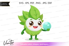 Green leaf character holding a bubble Product Image 1