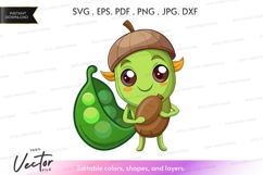Cute acorn character holding peas Product Image 1